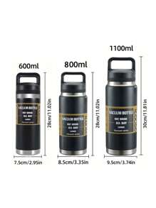 1 件便攜式不銹鋼真空運動水瓶,便攜式保溫瓶,不銹鋼防漏滾輪,保溫冷卻,帶蓋保溫杯,適合戶外運動、露營、遠足、駕駛、散熱器、飲料（20.29 盎司/27.05 盎司/37.19盎司） - 黑色 - 查看 2