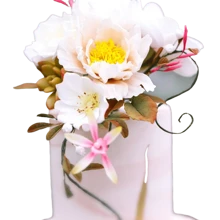 L40cm Green/White Artificial Flower Stem Iron Wire Stem, Floral Tape Rose Stems Craft Decorating, DIY Paper Flower Stub Accessory, Valentine Day, Gift Gifts Birthday Graduation,Fake Plants - White - View 3