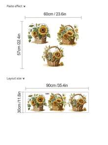 1 Miếng Tự dính Giấy dán tường Của Rổ Với Hoa hướng dương Đối với Phòng khách Và Phòng ngủ Đồ trang trí - Đồng - Xem 2