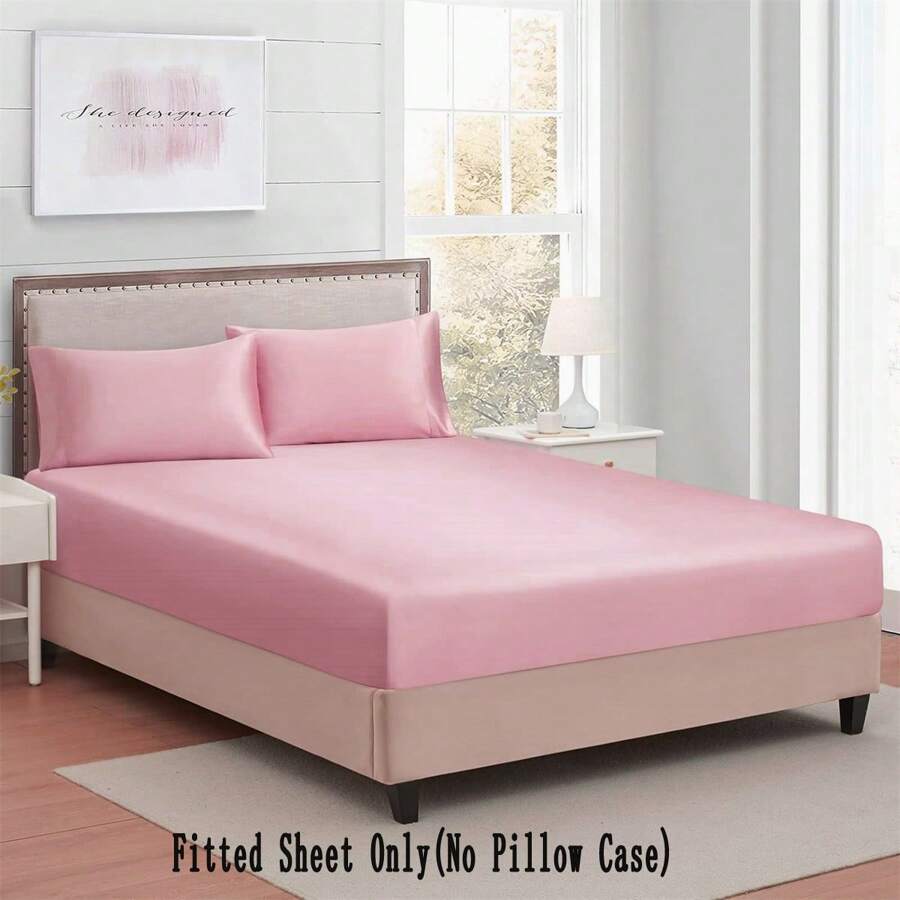 Voll-satinbettlaken Aus Silk-ähnlichem Material, Weiches Tiefes Taschen-einzelbett Bettlaken, Faltenfrei, Nicht Verblassend, Atmungsaktiv, Vollständig Elastisch (rosa)