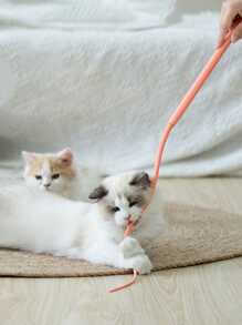 1pc Silicone Realistic Mouse Tail Cat Teaser Wand Toy, Chew Resistant Cat Toy