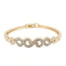 1pc Morocco Style Luxury Bride Bracelet, Adorned By Shiny Rhinestone, Wedding Jewelry, Gift For Women Royal - Gold - View 9