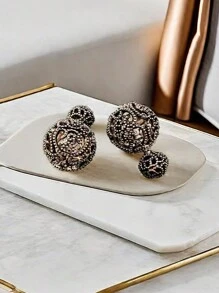 1pair Vintage Hollow Out Flower Pattern Dual-Purpose Earrings For Women, Chic & Versatile Hollow Ball Stud Earrings, Fashionable & Personalized Ear Jewelry - Ball Earrings - View 10