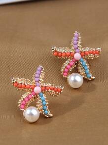 1 对甜美花朵形状优雅女士耳钉情人节、妈妈、母亲、母亲节、礼物 - 彩色 - 查看 19