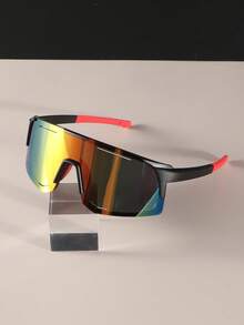 1pc Men's Wraparound Outdoor Fashionable Cool & Stylish Sport Sports Glasses, Great For Daily Wear And Music Festivals - Punk Style - Multicolor - View 5