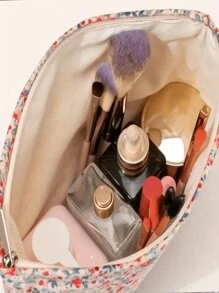 1 Túi đựng đồ trang điểm họa tiết hoa nhỏ màu đỏ vải nhung, thời trang và giản dị, dung tích lớn, có khóa kéo, đồ dùng thiết yếu khi đi du lịch và nghỉ dưỡng, đựng băng vệ sinh, miếng lót túi, tai nghe có dây, tai nghe nhét tai, tai nghe, bộ sạc, son môi, mỹ phẩm, nước hoa, sản phẩm chăm sóc da và làm đẹp, đồ trang trí nhà cửa, cho mẹ, phụ nữ, y tá, học sinh, nữ sinh, chìa khóa, quà tặng ngày lễ, đồ trang điểm, đồ dùng vệ sinh cá nhân khi đi du lịch, quà tặng thiết yếu, phụ kiện khóa kéo, móng tay - Hồng - Xem 4