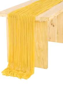 1 Pieza Corredor De Mesa De Poliéster Arrugado, Corredor De Mesa De Gasa, Mantel De Gasa, Decoraciones Rústicas Boho Para Decoración De Bodas, Recepción, Fiesta Nupcial Y Festivos