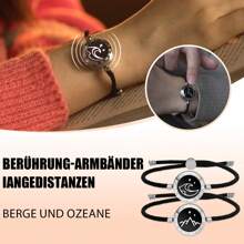 totwoo Pulseras de Pareja Regalos de Pareja Pulsera de Amor para Relaciones a Larga Distancia Vibración y Luz al Tocar Pulseras de Pareja, Emparejamiento Bluetooth para Amantes Joyas, Montaña y Mar - Plata y plata - Ver 1
