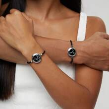 totwoo Pulseras de Pareja Regalos de Pareja Pulsera de Amor para Relaciones a Larga Distancia Vibración y Luz al Tocar Pulseras de Pareja, Emparejamiento Bluetooth para Amantes Joyas, Montaña y Mar - Plata y plata - Ver 4