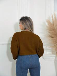 Women Knit Tops - 棕色 - 查看 2