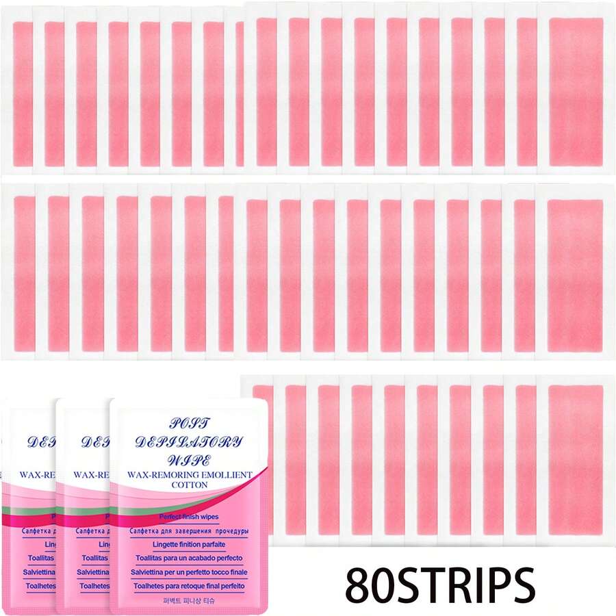 80片女士快速無痛面部脫毛蠟條-可從臉部，眉毛，上唇，臉頰除去毛髮-適用於所有膚質-簡單方便的脫毛解決方案 - 80pcs - 查看 1