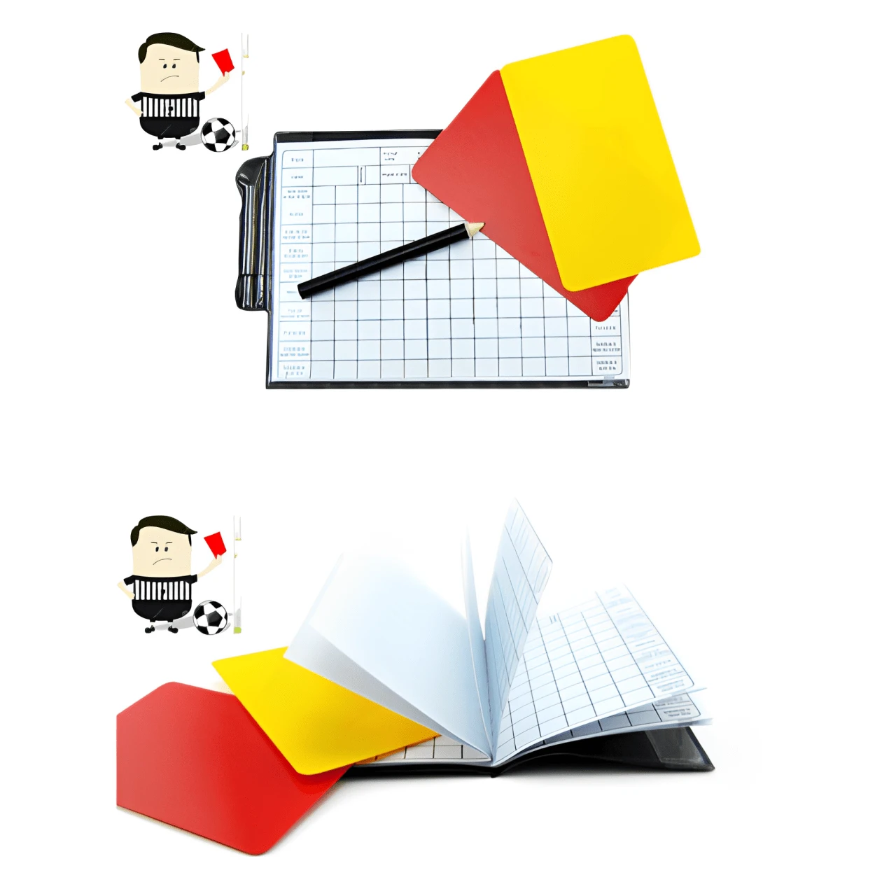 Tarjeta Roja Y Amarilla Para El Árbitro De Fútbol, Tarjeta Roja, Tarjeta Amarilla, Plegable Con Bolígrafo, Papel Con Estuche De, Carta De Registro De Árbitro Rojo Y Amarillo De - Negro - Ver 1