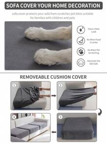 1pc Waterproof Elastic Sofa Seat Cover, Modern Simple Style Slip Resistant Sofa Pad, Suitable For L-Shaped And 1234-Seat Sofa Of Living Room - Dark Grey - View 6