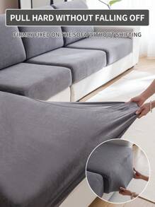 1pc Waterproof Elastic Sofa Seat Cover, Modern Simple Style Slip Resistant Sofa Pad, Suitable For L-Shaped And 1234-Seat Sofa Of Living Room - Dark Grey - View 7