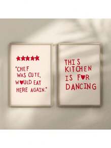 1pc Minimalist Heart Red Quote Poster Prints Aesthetic Kitchen Cute Cooking Wall Art Picture Nordic Canvas Painting Restaurant Decor No Frame Gifts Birthday Graduation