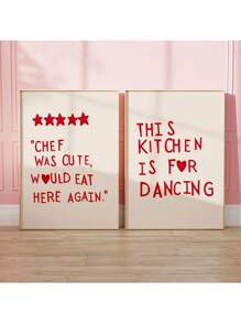 1pc Minimalist Heart Red Quote Poster Prints Aesthetic Kitchen Cute Cooking Wall Art Picture Nordic Canvas Painting Restaurant Decor No Frame Gifts Birthday Graduation
