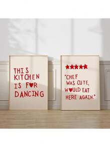 1pc Minimalist Heart Red Quote Poster Prints Aesthetic Kitchen Cute Cooking Wall Art Picture Nordic Canvas Painting Restaurant Decor No Frame Gifts Birthday Graduation