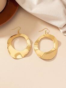 1 đôi Hình học Váy rộng Hình dạng Retro & Quá quắt Bông tai stud In Châu Âu và Châu Mỹ Phong cách - Vàng - Xem 2