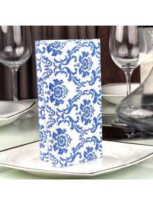 20 Sheets/Pack Blue And White Porcelain Pattern Napkins, Disposable Napkins For Hotel Wedding Banquet Mats, Chinese Style Printed Paper For Dining, Party Supplies, Table Decors - Blue and White - View 4