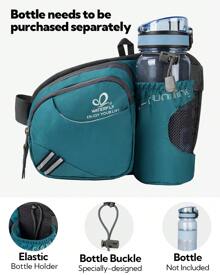 Waterfly Bolsa de cintura corrida desportiva homem mulher com suporte para garrafas bolsa de cintura para correr caminhadas, Preto, Caminhadas, corrida, desporto - Azul Cadete - Ver 3