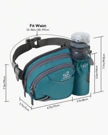 Waterfly Bolsa de cintura corrida desportiva homem mulher com suporte para garrafas bolsa de cintura para correr caminhadas, Preto, Caminhadas, corrida, desporto - Azul Cadete - Ver 2