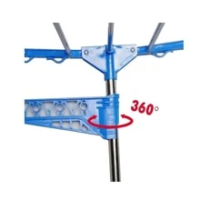 Varal De Roupa Retratil Articulado Dobravel Vertical C/ Roda - Prata e Azul - Visão 6