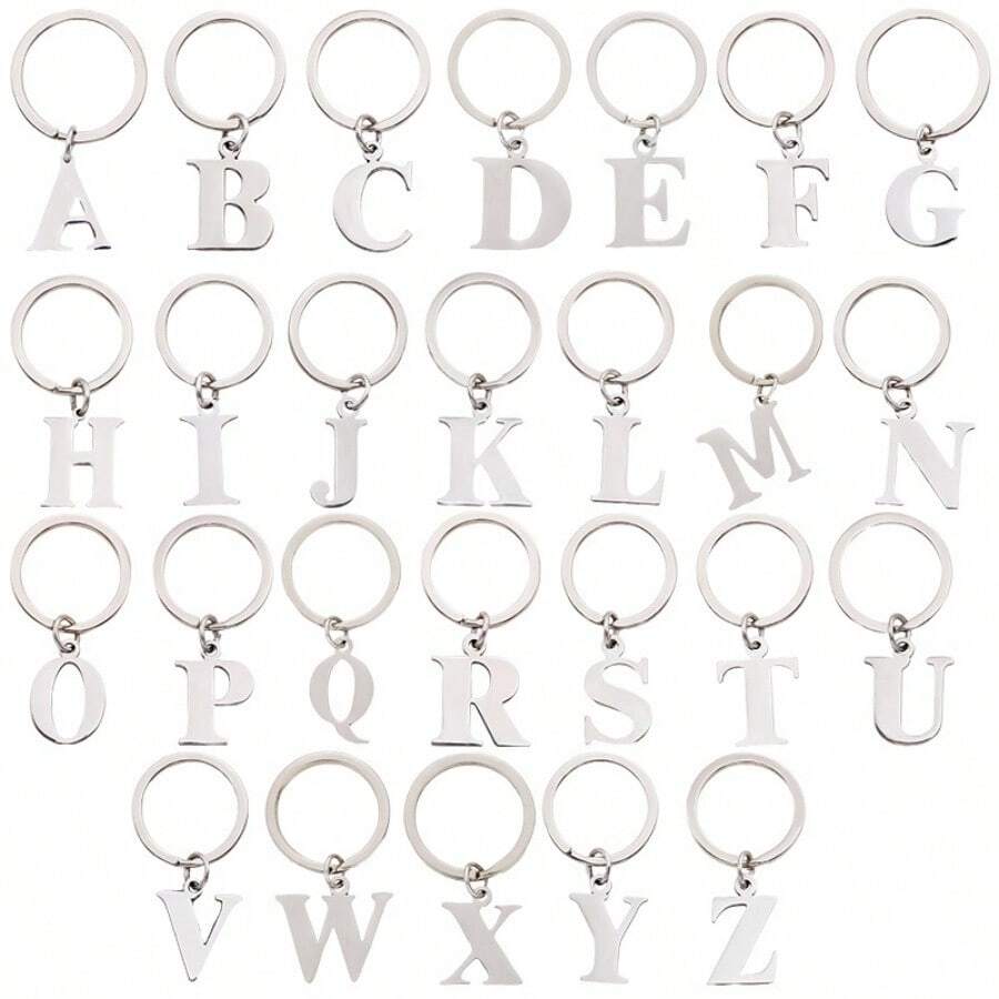 1 buc. Breloc unisex cu litere A-Z din oțel inoxidabil Breloc cu litere simplu cadou pentru prieten, pandantiv pentru bagaje Rechizite școlare Cadouri pentru profesori Accesorii pentru profesori înapoi la școală