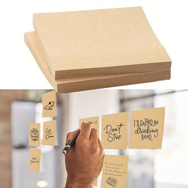 1pc Kraft Sticky Notes 2 Pads Self Stick Note Pads _pad Super Back To School
