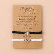 2入組創意個性化蜘蛛編織情侶祝福卡手鐲 - 蜘蛛 - 查看 4