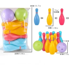 Juego De Juguetes De Bolos (10 Bolos + 2 Bolas), Juego De Bolos Para Reuniones Familiares - Multicolor - Ver 3