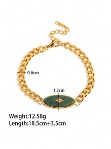 Uworld 1 件 18k 鍍金復古奢華不銹鋼藍色金石和非洲玉戒指,適合女士日常佩戴和手鍊製作