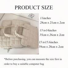 1PC Ins Style Minimalist And High-End Plaid Computer Bag, Solid Color IPad Protective Handbag Suitable For Students And Office Workers Back To School - Beige - View 10