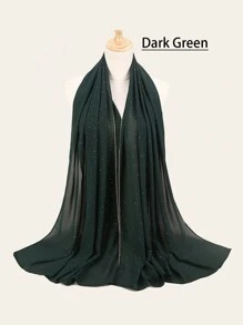 優雅1入組女士假珍珠和鑽石細節鏈條圍巾，春夏秋時尚百搭頭巾，適用於休閒、防曬或披肩 - 彩色 - 查看 16