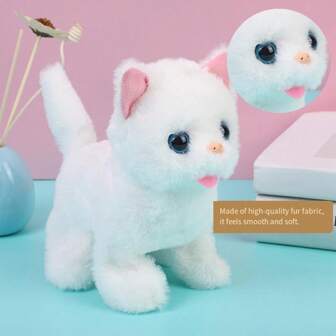 1pc Walking, Meowing, Moving, Drumming, Soft Plush Toy Cat With Sound Effects (Random Pattern)