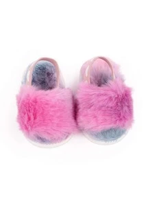 0-1 Years Old Fluffy Infant Sandals Indoor Slippers [Asymmetrical] [Random Delivery]