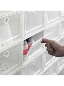 3/6/12 Pieces Stackable Shoe Organizer Boxes, Stackable Shoe Rack Organizer For Tennis Heels Boots - 白色 - 查看 5