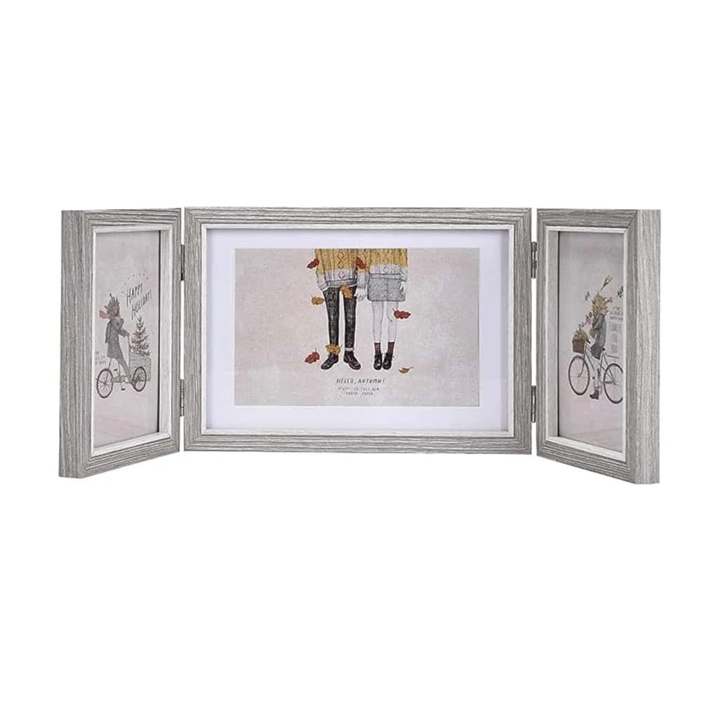 Three Picture Frames Triple Hinged Picture Frame Display 4x6 And 5x7