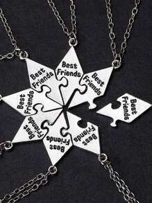 4/5/6/7/8 Pieces/Set, Best Friend Necklace, Creative Pentagram Pendant Alloy Accessories, Friendship Necklace For Men And Women, Best Friend Alloy Pendant, Letter Necklace Bff Jewelry Gift - Bạc - Xem 7