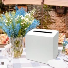 White Card Box/White Foil Wedding Gift Mailbox Cardboard Holder, For Wedding Reception, Shower, Anniversary, Birthday Party, Graduation Tabletop Decor, Envelope Party Money Gift Box Blessing, Wedding, Birthday, Festival, Themed Party, Donation, Gift Card, Celebration Card, Dedication