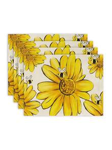 4pcs , Đệm , Hoa Hướng dương Hình con ong Mùa Xuân Mùa hè Theo mùa Ăn uống Thảm trải bàn , Theo mùa Ngày lễ Tấm lót bàn , Retro Có thể giặt được Ăn uống Thảm trải bàn , Phòng Trang trí - Nhiều màu - Xem 5