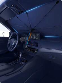 Car Universal Large Folding Silver Coated Sunshade Umbrella With Storage Bag - Silver - View 1