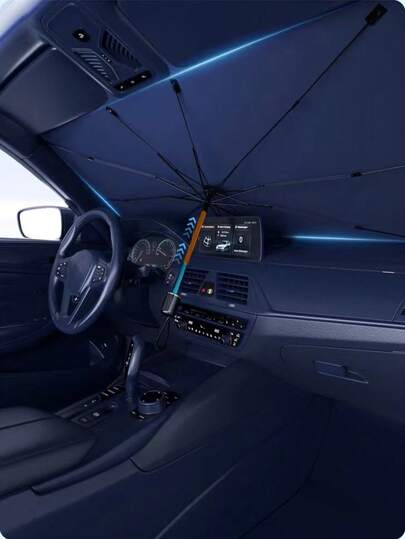 Car Universal Large Folding Silver Coated Sunshade Umbrella With Storage Bag