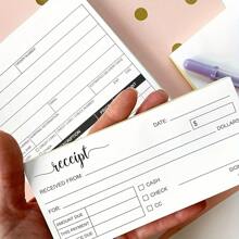 1pack Receipt Book, 2.75x6in, 2-Part Carbonless Copy Paper, Crafts Business Order (50sets) White/Yellow Back To School