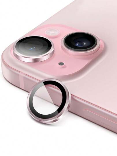 Suitable For IPhone 16 15/15 Plus 17 17 Pro 17 Pro Max 17 Air Glossy Camera Lens Protective Film, Single Metal CD Pattern Ring 9H Hardness Anti-Scratch Protective Film, Fashion Accessory, Suitable For Phone Case (CD Pattern Pink)