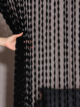 1入組厚線燈籠形狀帶毛球的窗簾,適用於家庭裝飾、房間分隔、門道和窗簾