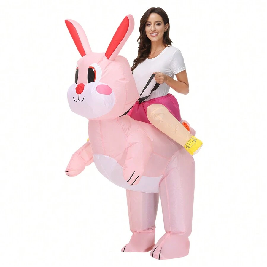 Inflatable Costume Easter Bunny Costume Adult Rabbit Riding Blow Up Suit Easter Inflatable Costume - Pink - View 1
