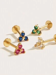 1pc Fashionable And Simple Titanium Steel Rhinestone Earring Suitable For Women Daily Wear - Diamond - View 2