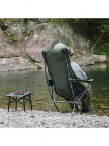 Naturehike 1pc Camping Chair With Armrests And High Backrest, Yl06 Plus, Wide Design, Comfortable And Portable, Green Camping Stuff - Green - View 3