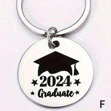 1入刻字不銹鋼圓標籤班級鑰匙鍊,同學和朋友禮物,2024畢業季禮物 - 彩色 - 查看 8