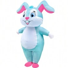 Bunny Inflatable Costume Blue Easter Bunny Costume Adult Rabbit Blow Up Suit Easter Inflatable Costume Halloween - Blue - View 3